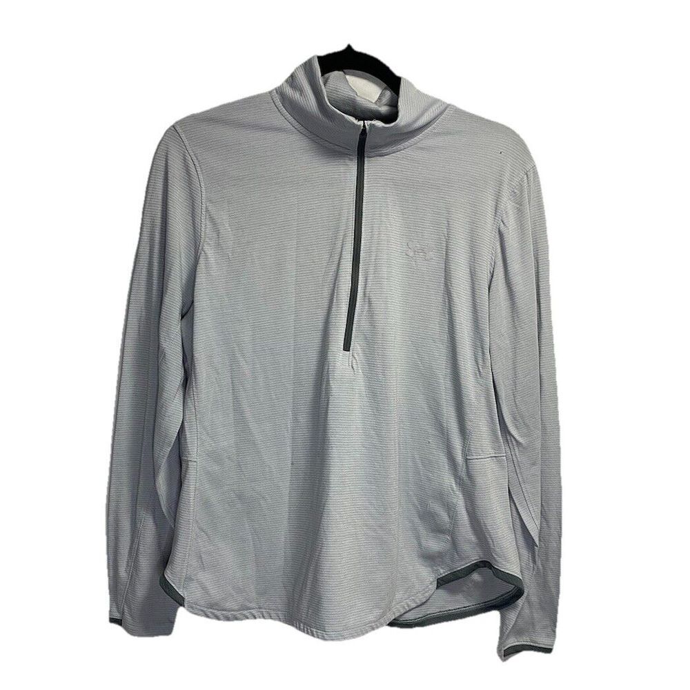 Under Armour 1/4 Zip Pullover Women's XL Gray Heat Gear Fitted Gym Training Golf